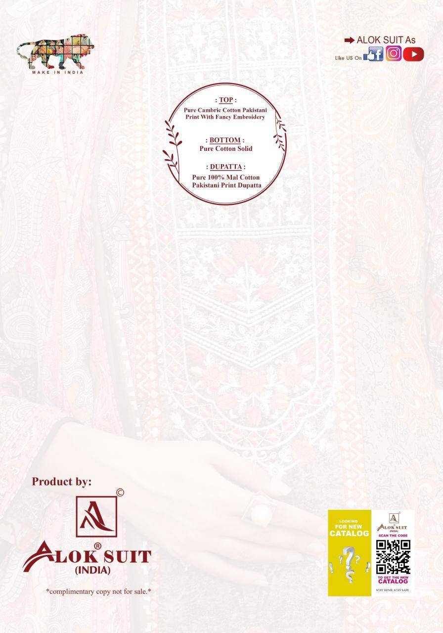 Alok suit rihaana 14 karachi cotton dress material wholesale